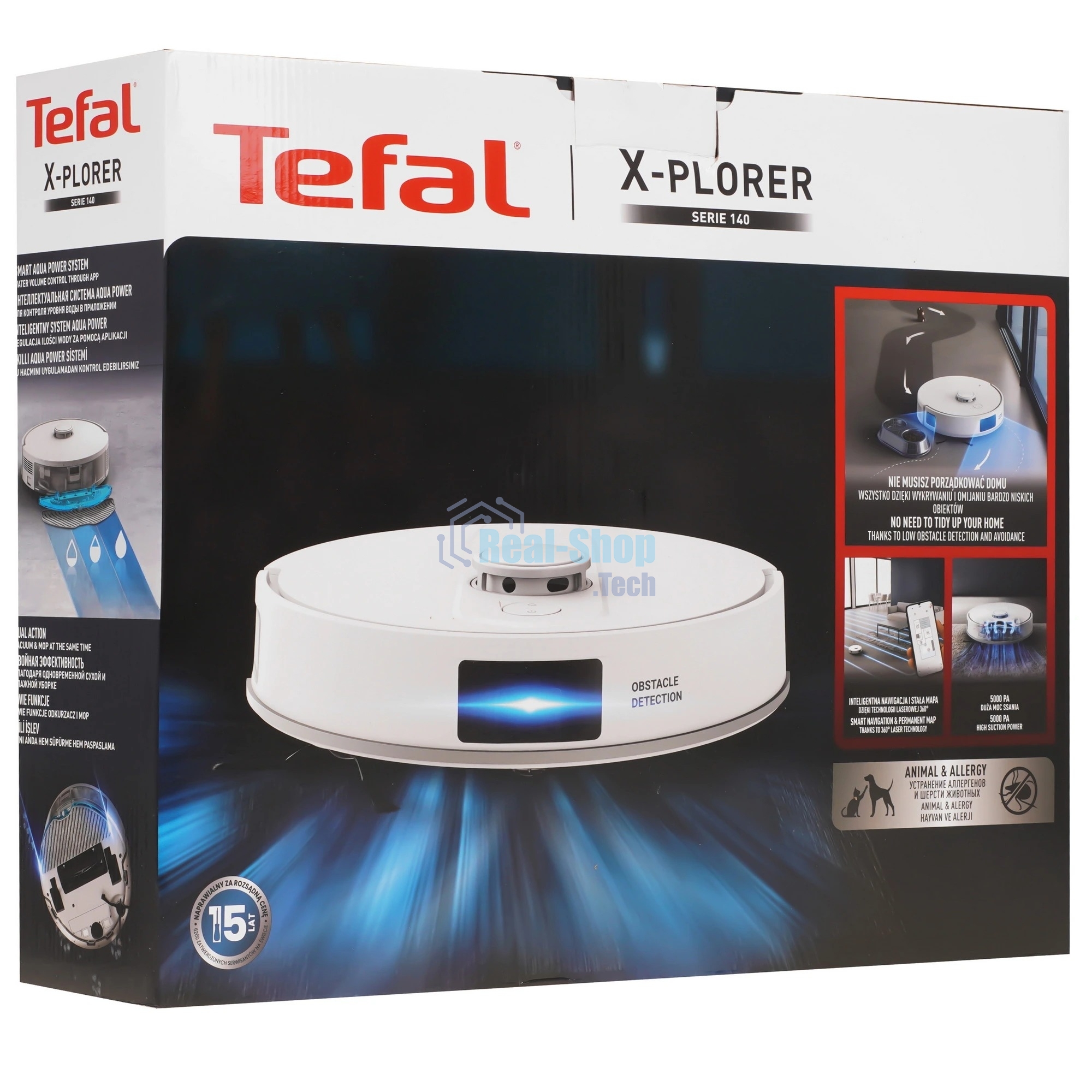 Робот-пылесос Tefal X-PLORER Serie 140 RG9177WH белый, 5000 мА·ч Li-Ion, уборка сухая/влажная, пылесборник контейнер 0.35 л