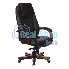Кресло руководителя Бюрократ T-9923WALNUT/BLACK черный, кожа, крестовина дерево