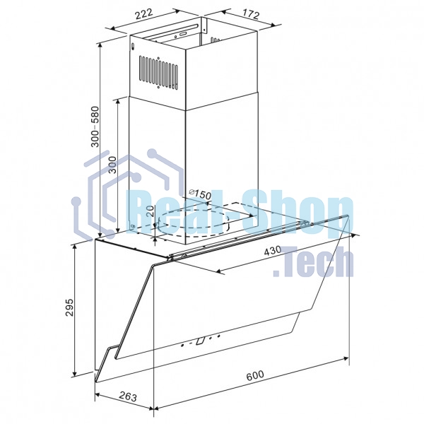 Вытяжка каминная Zigmund & Shtain K 151.6 B, 60 см, 650 куб. м/ч, 55 дБ