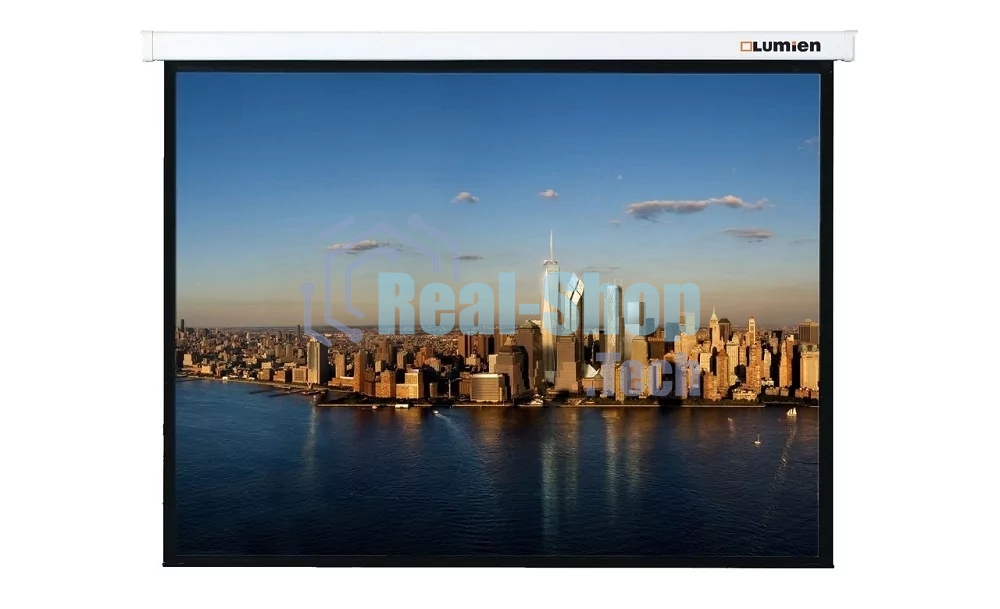 Настенный экран Lumien Master Picture LMP-100120 177х180 см (рабочая область 98х172 см) Matte White FiberGlass (белый корпус) черн. кайма по периметру, возможность потолочн./настенного крепления, черн. кайма сверху 75 см 16:9