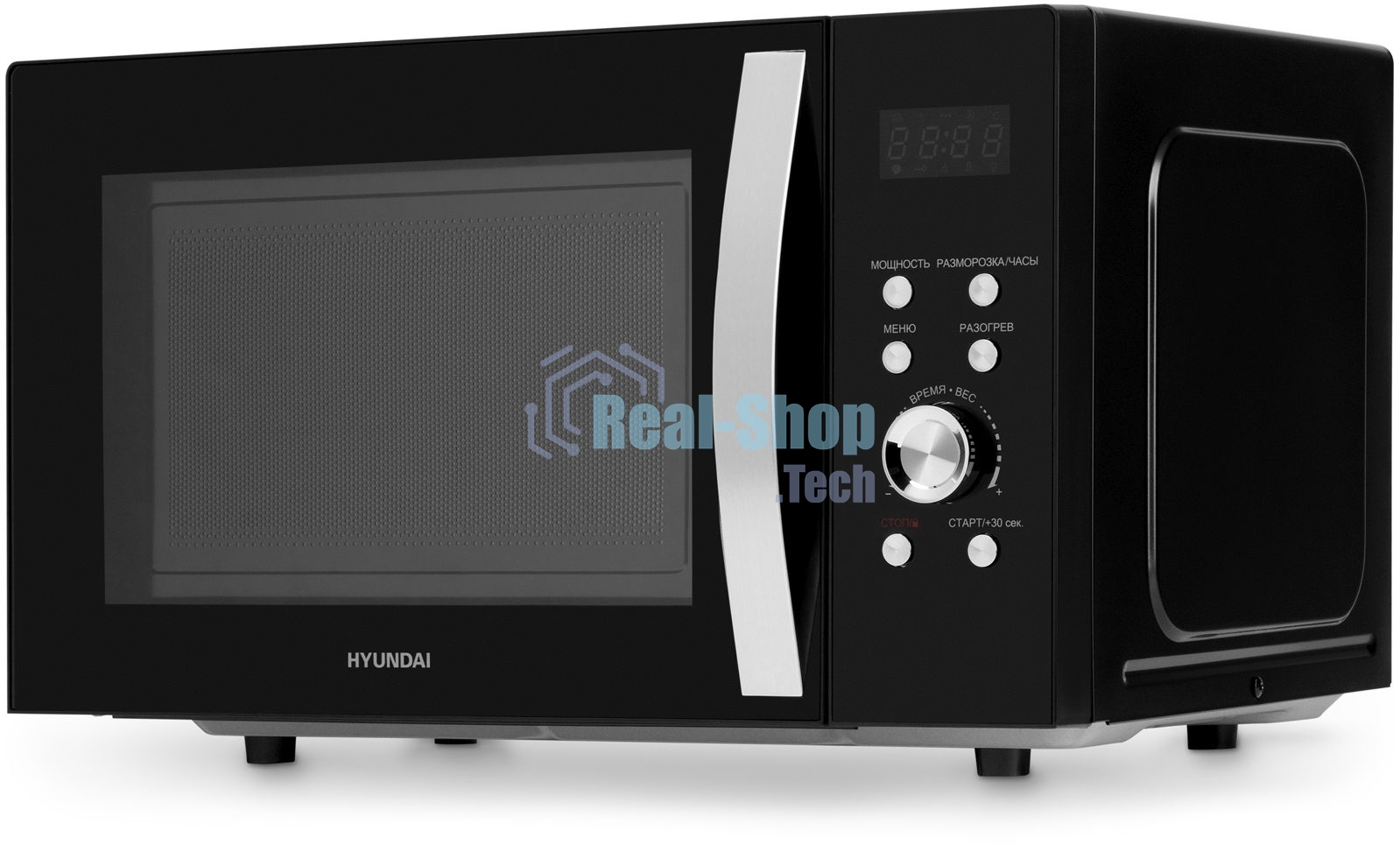 Микроволновая печь Hyundai HYM-D2078 черный/серебристый, 23 л, 800 Вт, кнопки, поворотный механизм