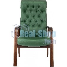 Кресло офисное Бюрократ T-9928WALNUT-CF, зеленый, кожа, на ножках, дерево