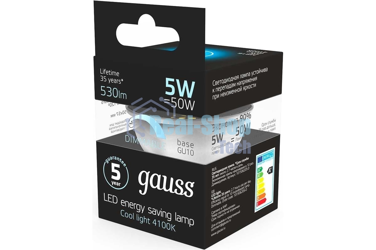 Лампа светодиодная Gauss Led MR16 GU10-dim 5Вт 4100К диммируемая 101506205-D