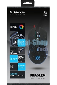 Мышь проводная Defender Draglen GM-907 черный, 7200 dpi, USB, кнопки - 6