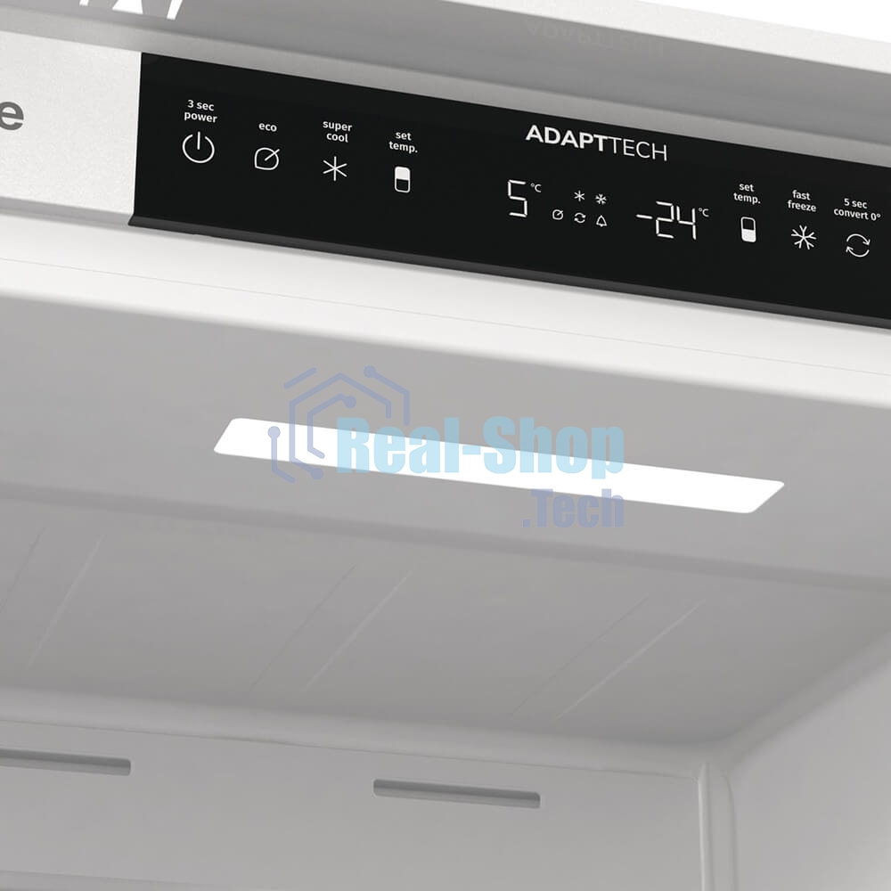 Встраиваемый холодильник Gorenje NRKI517142, полезный объем 243 л, электронное управление, цифровой дисплей, автоматическое размораживание No Frost, быстрое замораживание, интенсивное охлаждение, зона свежести с контролем влажности, слайдерное крепление, энергоэффективность А+