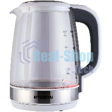 Чайник электрический Hyundai HYK-G8880 2 л, 2200 Вт, серый/серебристый корпус: стекло