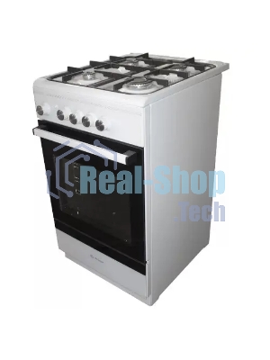 Плита газовая De Luxe 506040.24Г ЧР белый, конфорок 4 шт, духовка 54 л, 50 см x 85 см x 60 см
