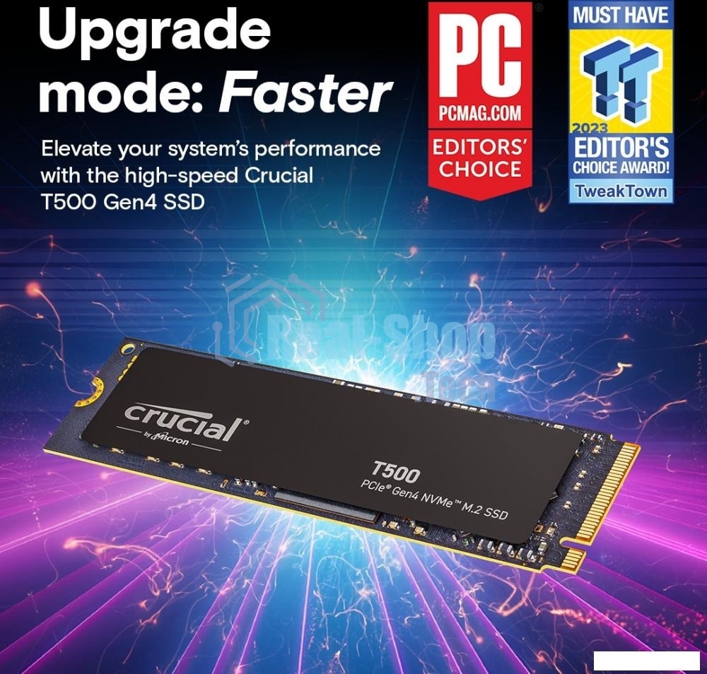 Накопитель SSD Crucial T500, 2Tb, M.2 2280, PCIe 4.0 x4, NVMe, R/W 7400/7000