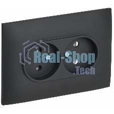 Розетка 2-местная IEK SKANDY SK-R10G 10А (SK-R20-10-K53-F) без заземления, без защитных шторок, 10А в сборе, графит