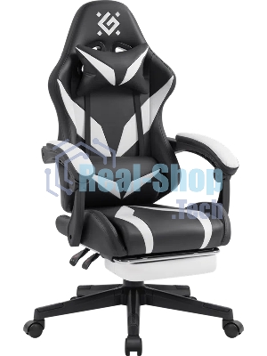 Кресло игровое Defender Aspect черный/белый, класс 4, PU, подножка