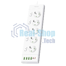 Сетевой фильтр QUMO Power Bar Light SPFSU2 (P-0009), 5 розеток, 2500 Вт, 10A, каб.2 м 3x1 мм медь, 4U+2C (2,4A),Wt