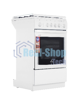 Плита газовая De Luxe 5040.33Г (КР) ЧР белый, конфорок 4 газовых, духовка 43 л, 50 см x 85 см x 50 см