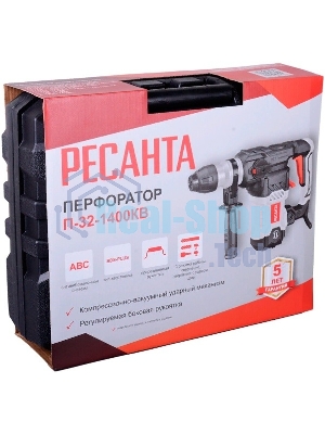 Перфоратор Ресанта П-32-1400КВ, SDS-plus, 1000 Вт, 5,2 Дж, от сети