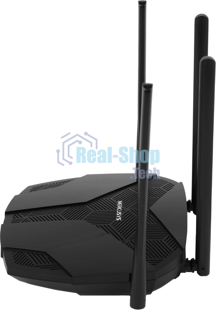Двухдиапазонный роутер MERCUSYS MR80X AX3000 Wi-Fi 6, до 574 Мбит/с на 2,4 ГГц + до 2402 Мбит/с на 5 ГГц,4 фиксированные внешние антенны, 3 гигабитных порта LAN, 1 гигабитный порт WAN