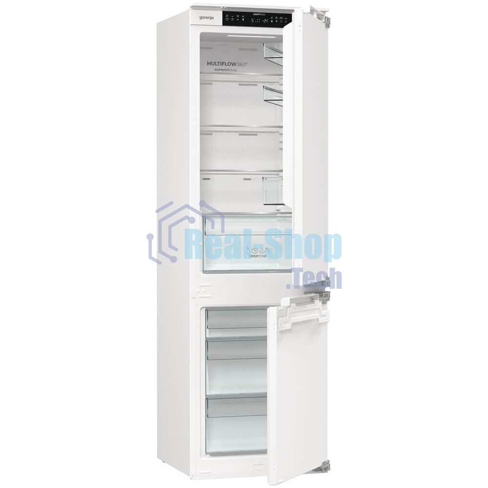 Встраиваемый холодильник Gorenje NRKI517142, полезный объем 243 л, электронное управление, цифровой дисплей, автоматическое размораживание No Frost, быстрое замораживание, интенсивное охлаждение, зона свежести с контролем влажности, слайдерное крепление, энергоэффективность А+
