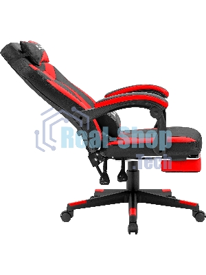 Кресло Defender CRUISER BLACK/RED черный/красный, экокожа, подставка для ног