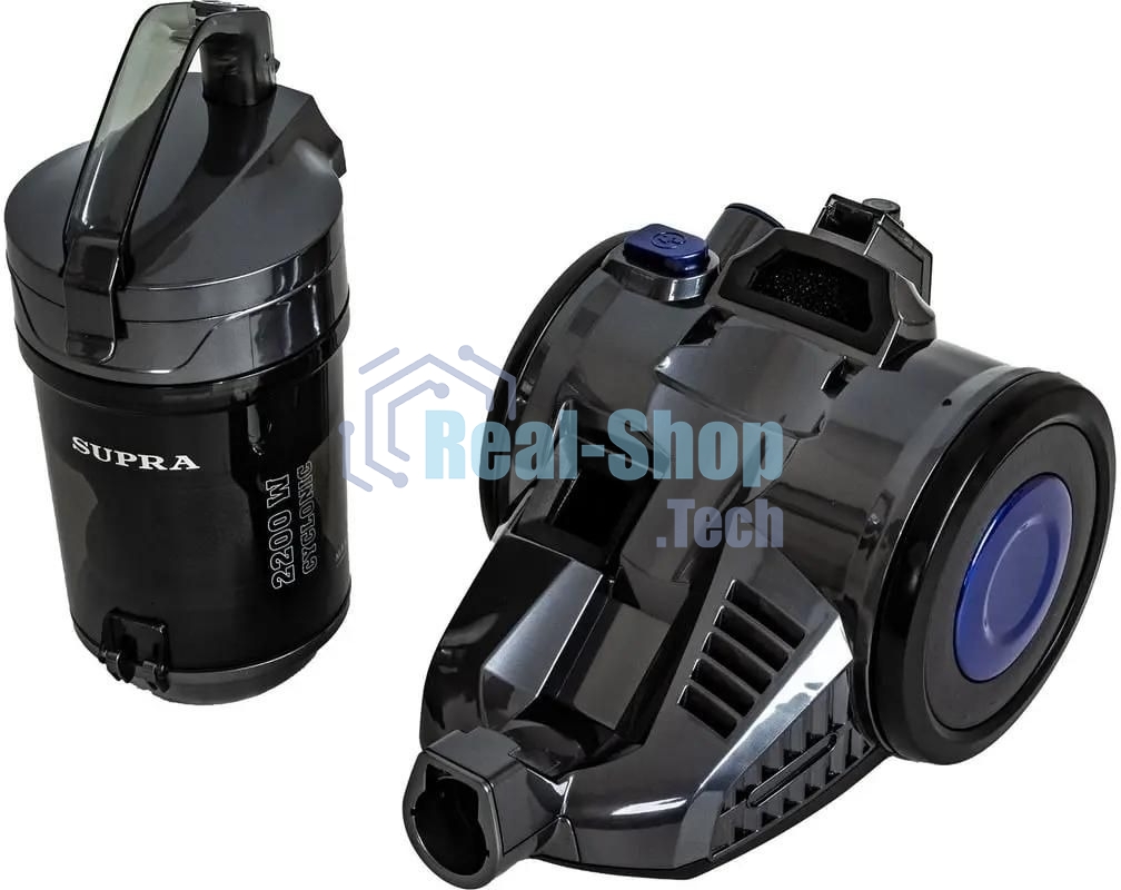 Пылесос Supra VCS-2410 синий/черный, 380/2200 Вт, уборка сухая, пылесборник контейнер, 1.5 л