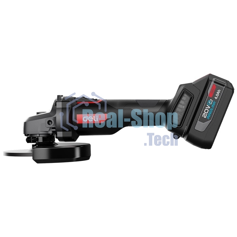 Угловая шлифовальная машина аккумуляторная Deli DC601, (2АКБ*4А·ч + ЗУ, 20В, 115мм, М14, 3500/6000/8500об/мин, сумка)