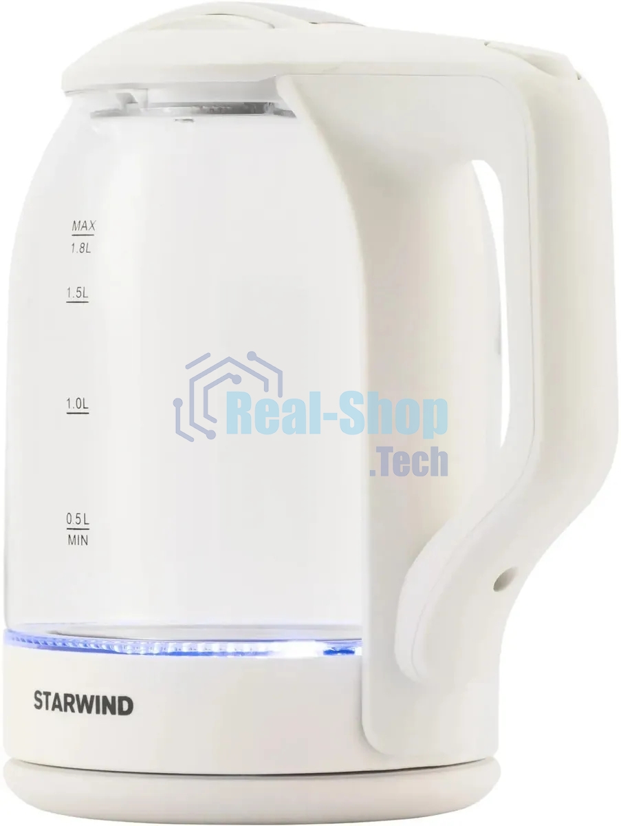 Чайник электрический StarWind SKG1056 1,8 л, 2000 Вт, белый/прозрачный