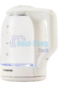 Чайник электрический StarWind SKG1056 1,8 л, 2000 Вт, белый/прозрачный
