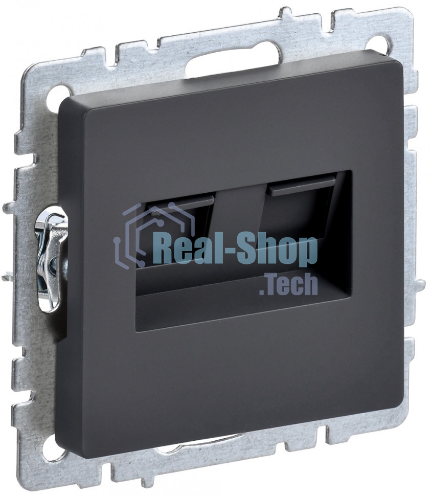 Розетка компьютерная двойная IEK BRITE РК10-2-БрГ RJ45 кат.5E графит