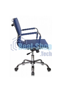 Кресло руководителя Бюрократ CH-993-Low/blue синий, низкая спинка, искусственная кожа, крестовина хромированная