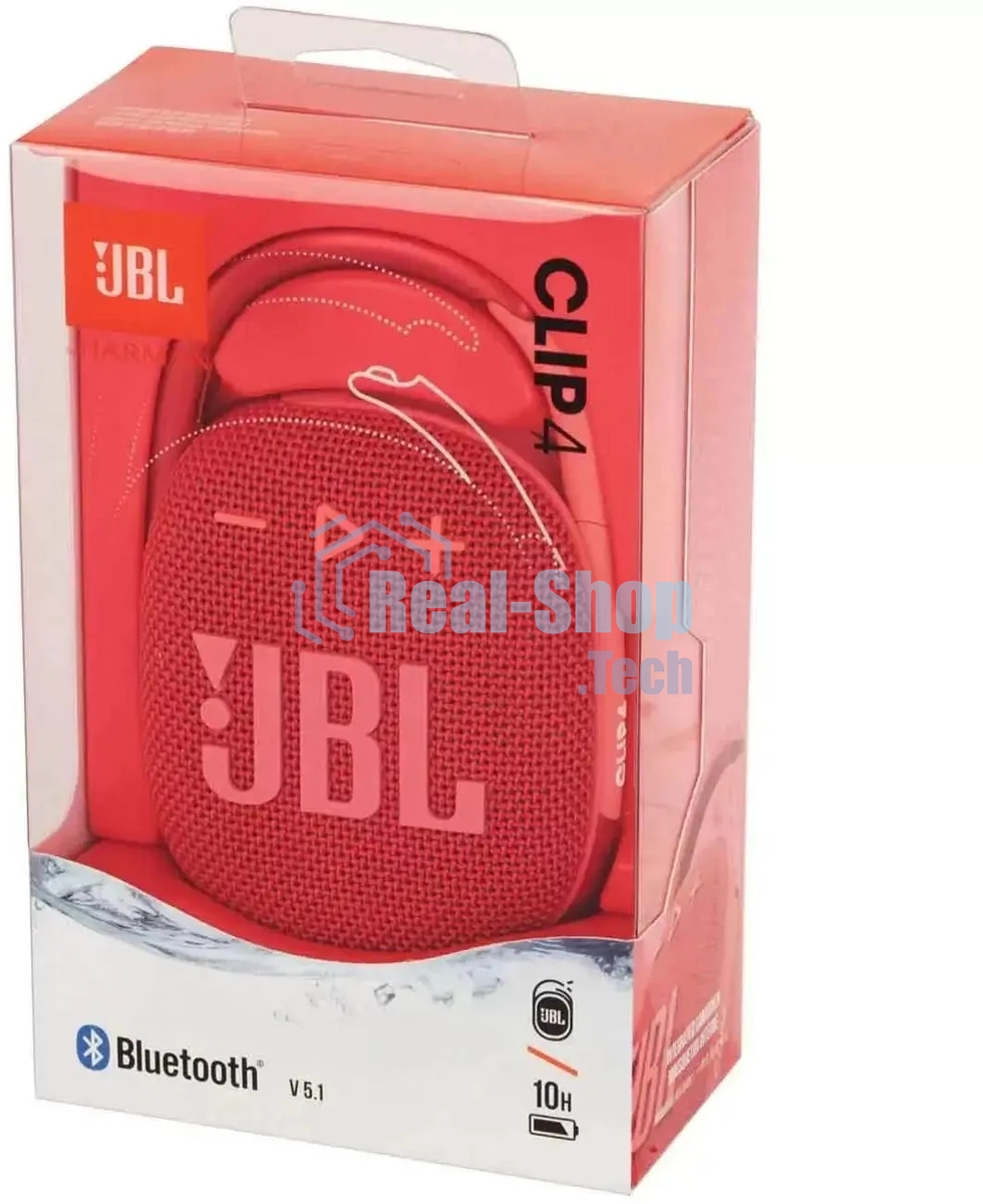 Колонка портативная JBL Clip 4 красный 5W 1.0 BT 15м 500mAh (JBLCLIP4REDAM)