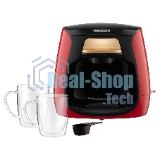 Кофеварка капельная Sencor SCE 2101RD красный, исп. кофе - молотый, 0.3 л. 500 Вт.