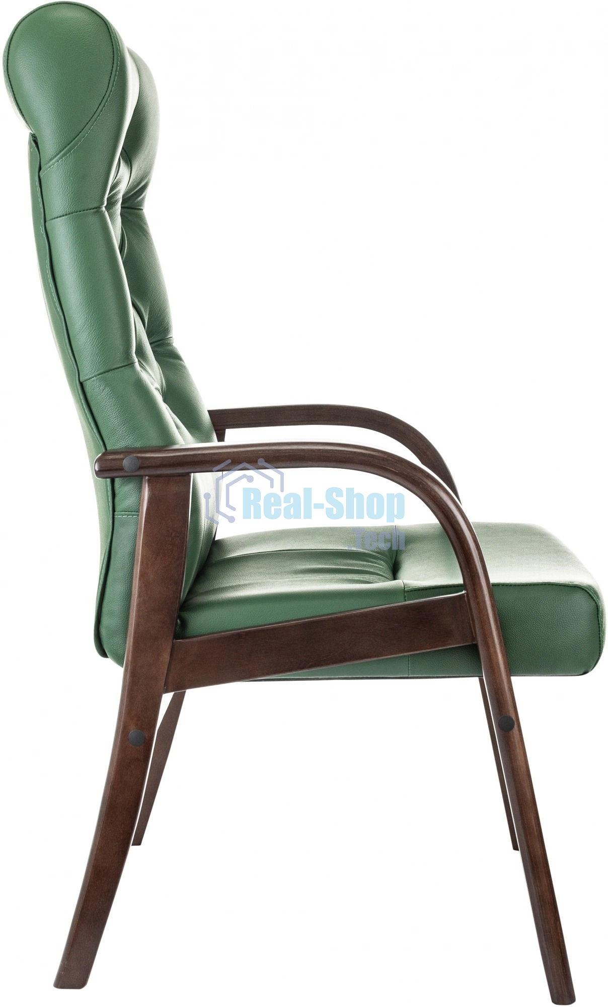 Кресло офисное Бюрократ T-9928WALNUT-CF, зеленый, кожа, на ножках, дерево