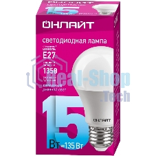 Лампа светодиодная ОНЛАЙТ 61151 OLL-A60-15-230-6.5K-E27 грушевидная