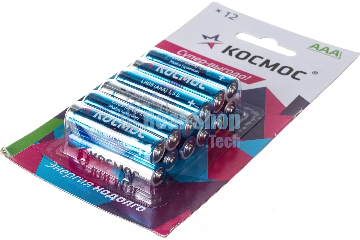 Элемент питания Космос LR03 (АAA) 1.5V Alkaline 12BL