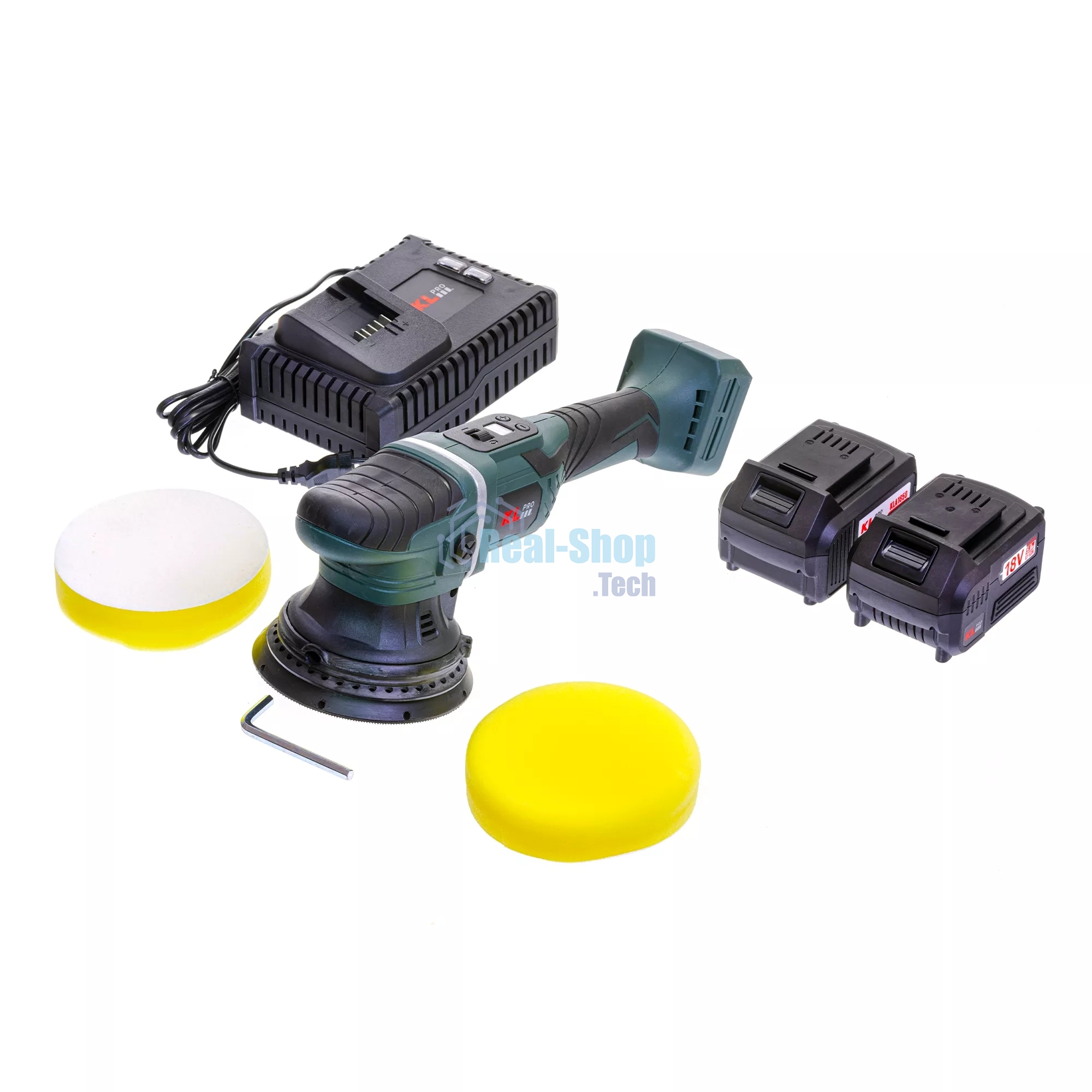 Профессиональная бесщеточная полировальная машина аккумуляторная KLPRO KLPS18B-80 (18В, Li-ion-2шт, 8.0А·ч, 125мм, М14, 2000-4800 об/мин З/У,сумка)