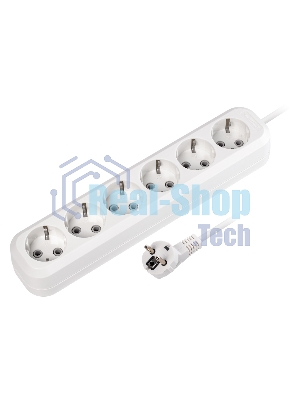 Удлинитель Smartbuy, 6 гнезд 2 метра 16А/3,5 кВт с заземлением ПВС 3х1,0 (SBE-16-6-02-Z)