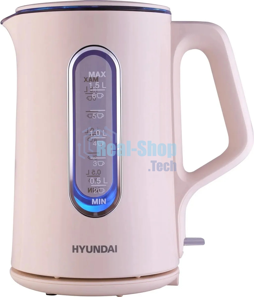 Чайник электрический Hyundai HYK-G8888 1.5л. 1700Вт кремовый/прозрачный корпус: стекло