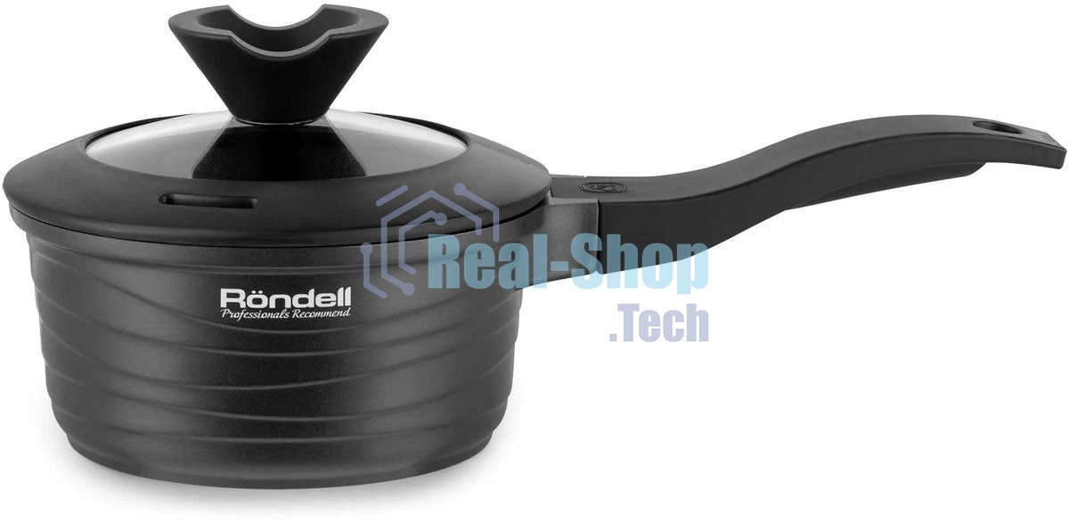 Ковш Rondell Walzer RDA-764, 1.3л, 16см, с крышкой, черный