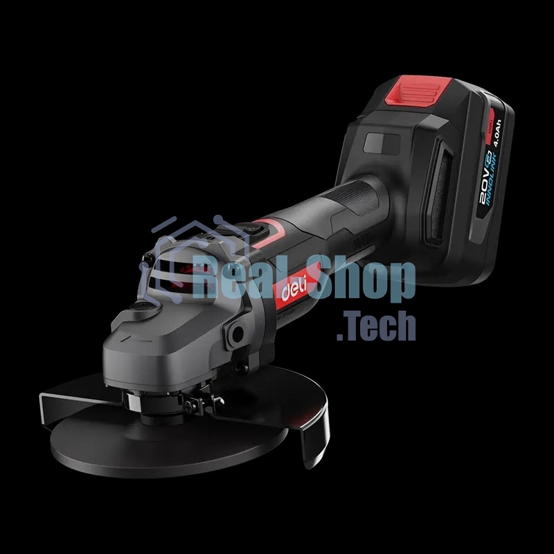 Угловая шлифовальная машина аккумуляторная Deli DC601, (2АКБ*4А·ч + ЗУ, 20В, 115мм, М14, 3500/6000/8500об/мин, сумка)