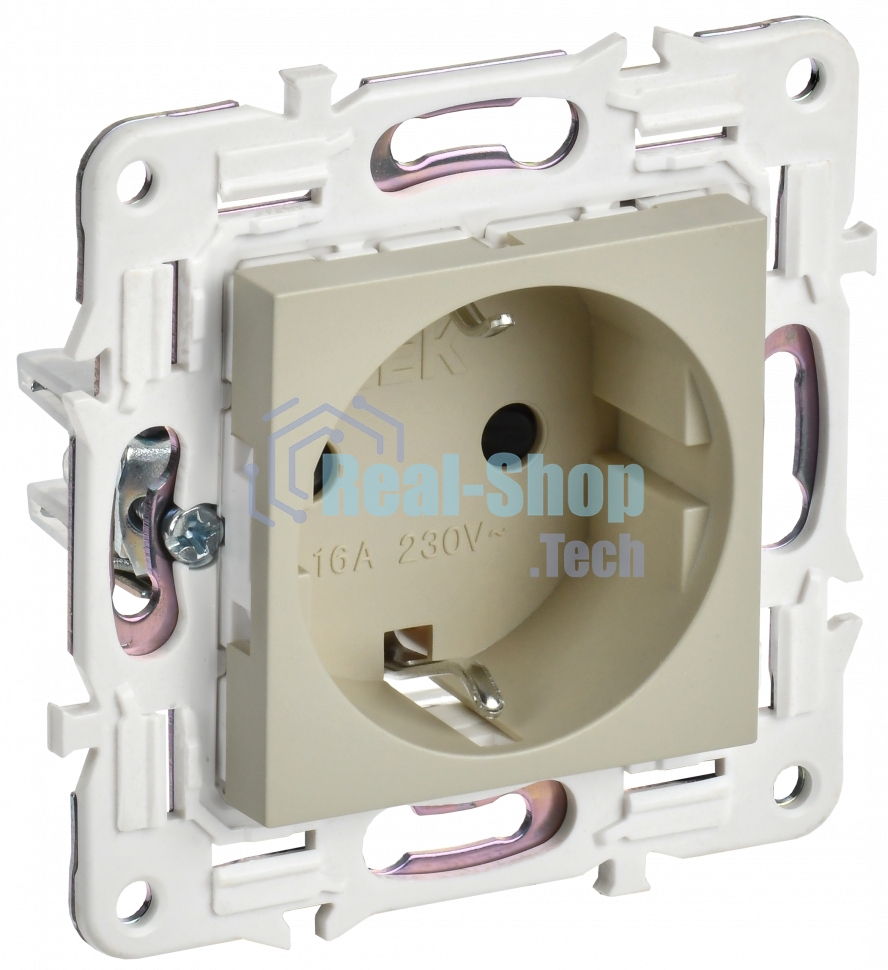 Розетка IEK SKANDY SK-R04B (SK-R14-16-K10) с заземлением, с защитными шторками 16А, бежевый