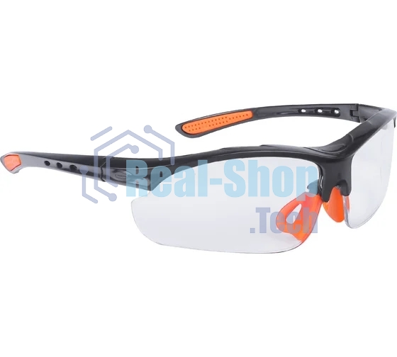 Очки защитные Patriot PPG-11 открытые, прозрачные, оранжевая окантовка, усиленные.