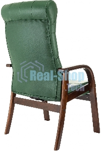 Кресло офисное Бюрократ T-9928WALNUT-CF, зеленый, кожа, на ножках, дерево