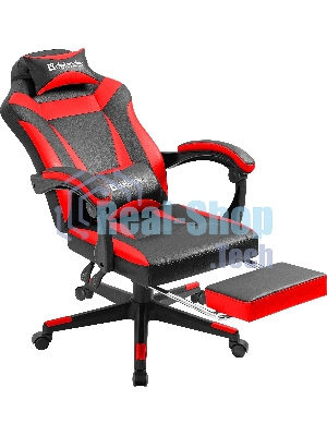 Кресло Defender CRUISER BLACK/RED черный/красный, экокожа, подставка для ног