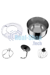 Планетарный миксер BQ MX640 White. Максимальная мощность 1600 Вт / Чаша из нержавеющей стали 6 л / Функция ферментации/ Подогрев чаши до 40'C / Электронное управление / Металлические насадки в комплекте / Металлические шестерни / Двойная защита: от перегр