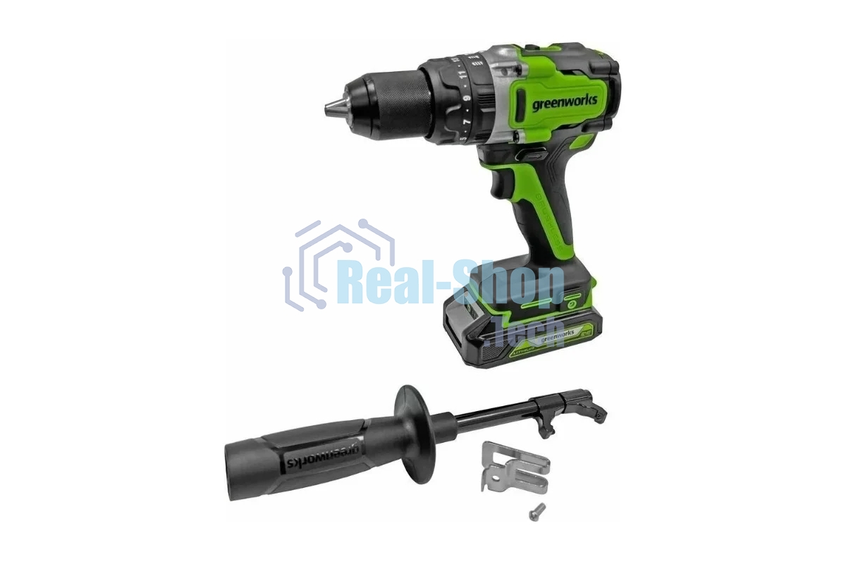 Дрель-шуруповерт аккумуляторная GREENWORKS GD24DD140, Аккумуляторная, 24В, Без АКБ и ЗУ