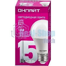Лампа светодиодная ОНЛАЙТ 61150 OLL-A60-15-230-4K-E27 грушевидная