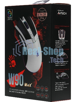Мышь проводная A4Tech Bloody W90 Max белый/черный, 10000 dpi, USB, кнопки - 10