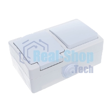 Блок ОП Аллегро 1-кл. вык. + роз. с заземл. защ. шторки с крыш. IP54 бел. UNIVersal 5562968