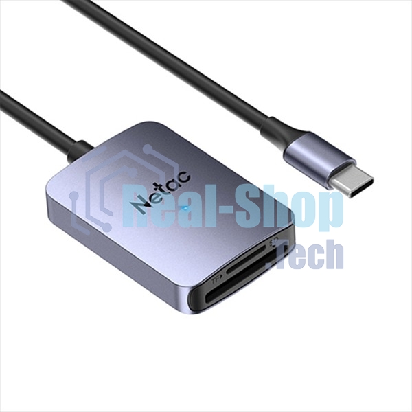 Кард-ридер Netac Flash WK12/серый/SD/SDHC/SDXC/microSD/microSDHC/microSDXC/USB 3.0 Type-C/пластик