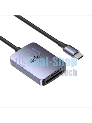 Кард-ридер Netac Flash WK12/серый/SD/SDHC/SDXC/microSD/microSDHC/microSDXC/USB 3.0 Type-C/пластик
