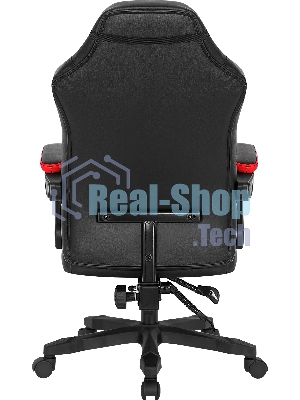 Кресло Defender CRUISER BLACK/RED черный/красный, экокожа, подставка для ног