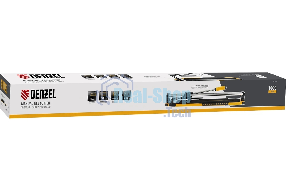 Плиткорез Denzel 1000х14мм, цельнометал. напр., каретка на подш., стальная станина, рукоятка-пенал