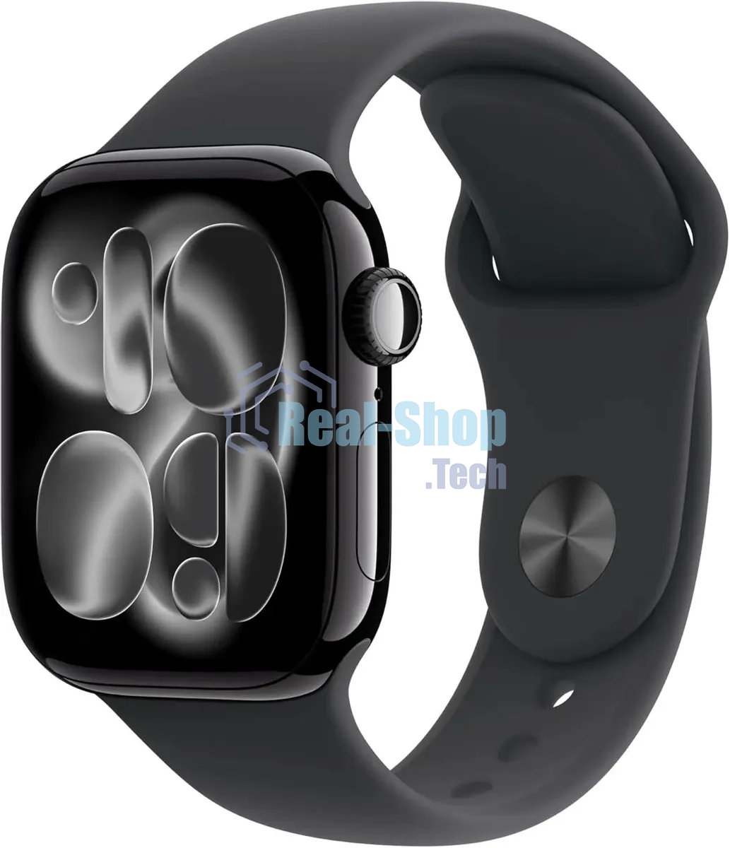 Умные часы Apple Watch Series 11 A3331 42мм OLED корп.черный Sport Band рем.черный разм.брасл.:140-190мм (MEQT4LW/A)